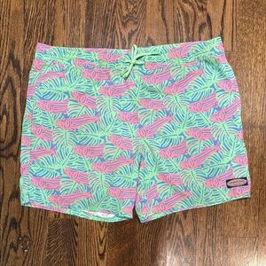 Vineyard Vines Pink and Green Swim Trunks